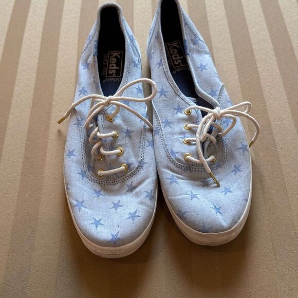 Keds (10) Ortholite Star Sneakers - Light Blue Denim w/ Gold Eyelets - Picture 1 of 5